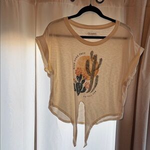 Saivana Cream Cactus Graphic Crop Top